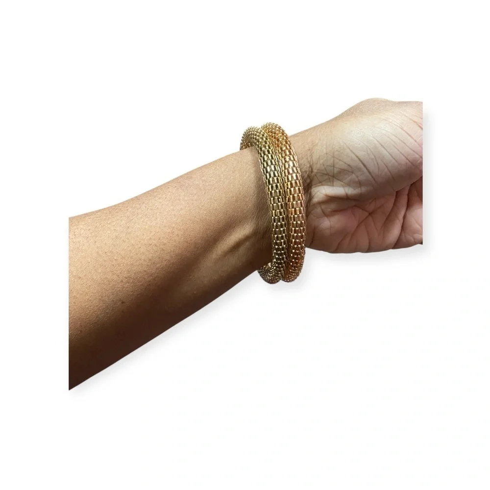 Elegant Gold-Tone Mesh Bangles
